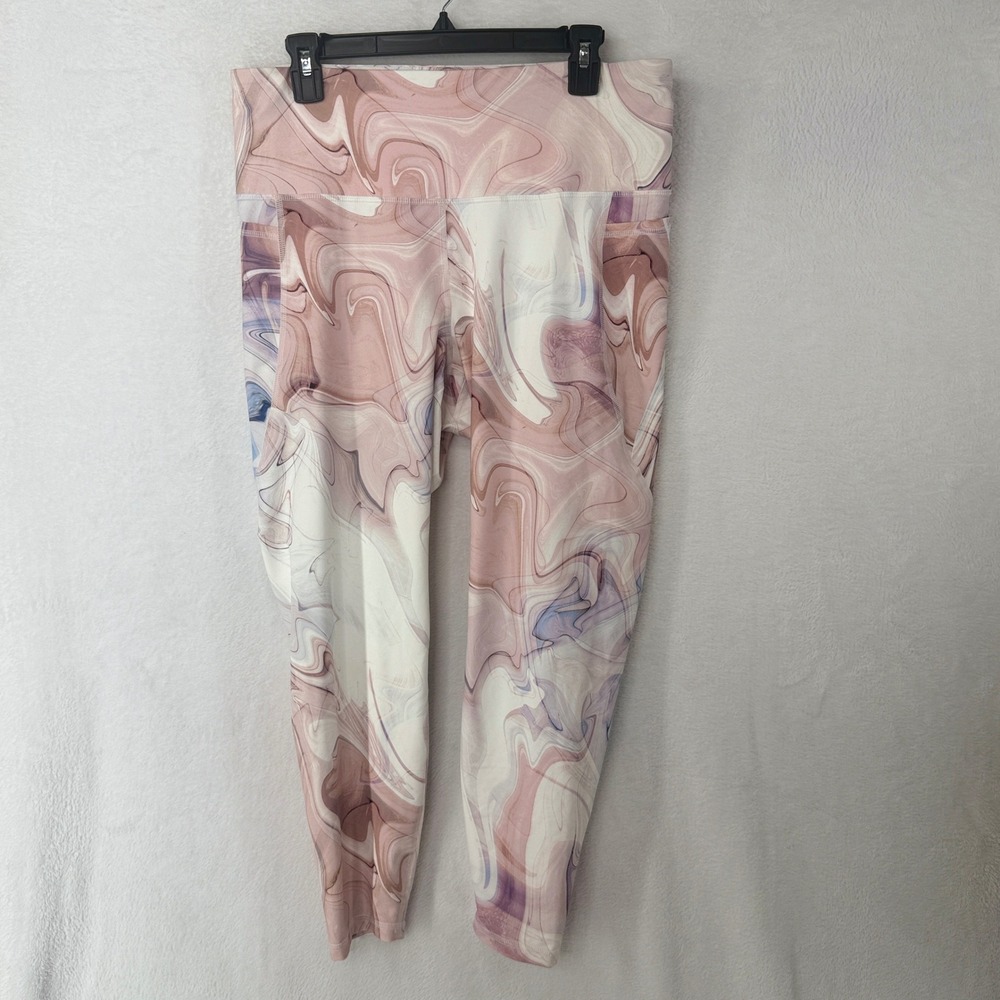 Old Navy PowerSoft Pocket Leggings Womens XL Pink Marble Swirl High Rise Go-Dry
